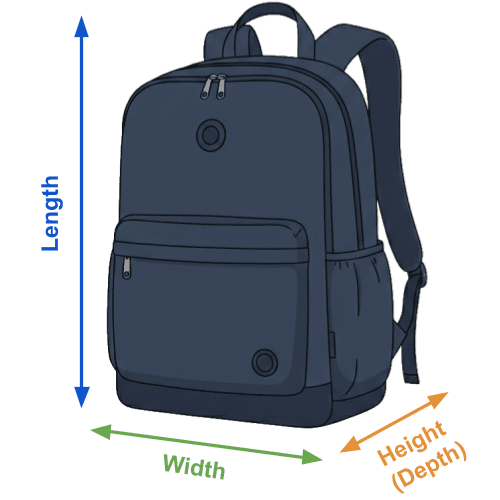 How to measure your personal item: length, width, height (depth)